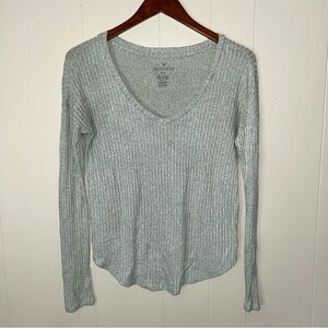Green Ribbed Long‎ Sleeve Top